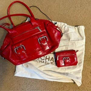 Michael Kors red bag with matching wallet